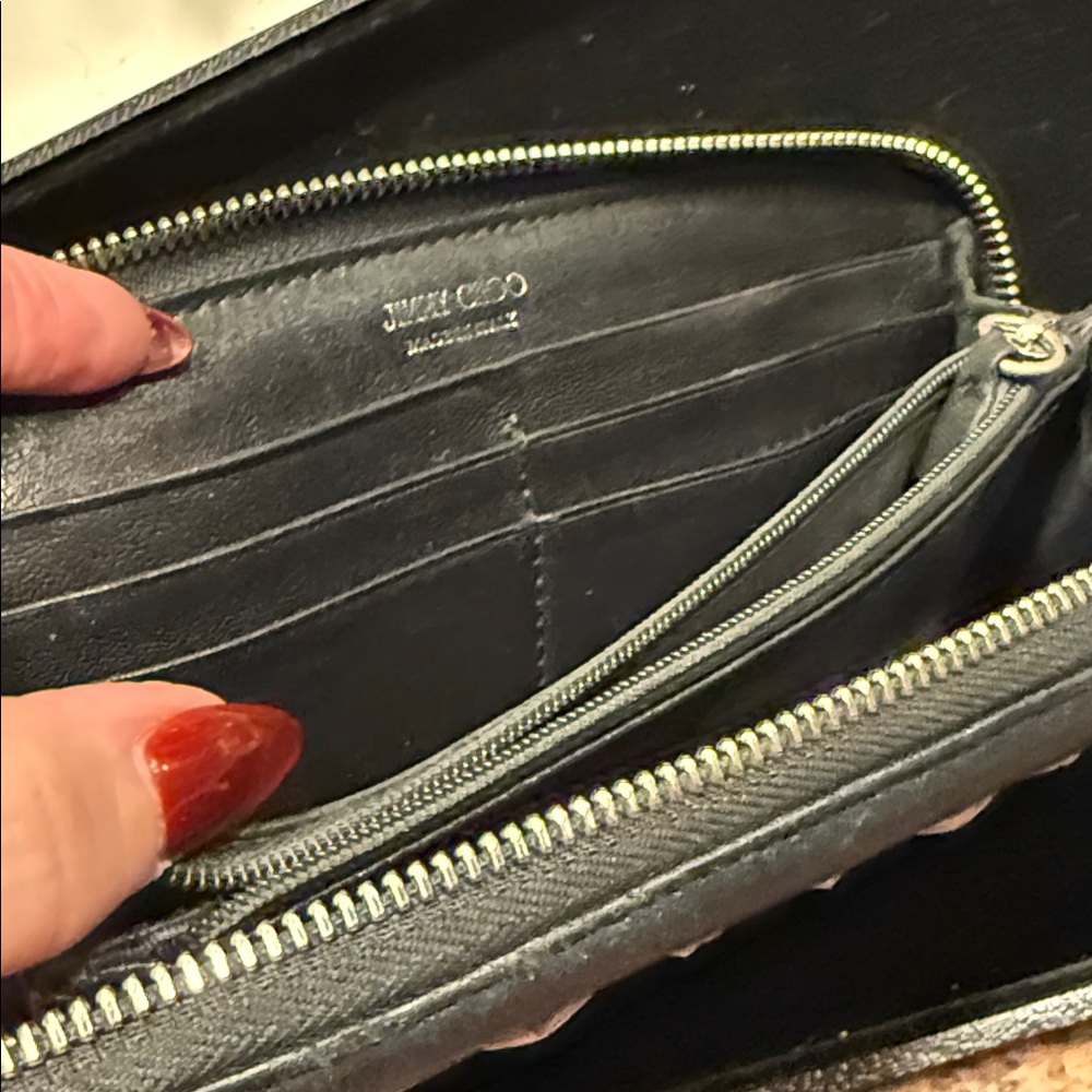 Jimmy Choo Black Wallet with Silver Star Studs - Picture 7 of 16
